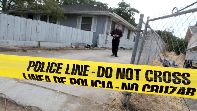 Police tape in front of the Garrido home