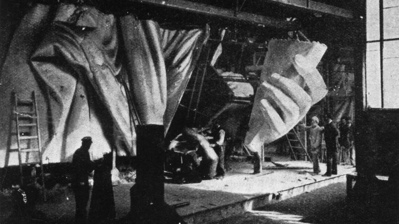 The Statue of Liberty under construction