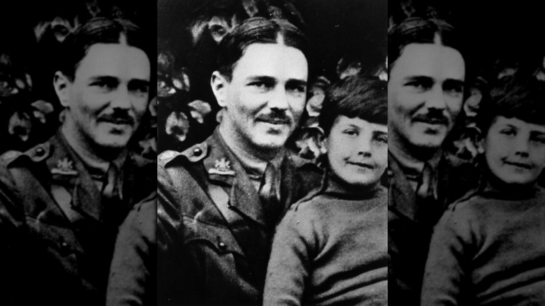 Wilfred Owen with a young boy, 1917