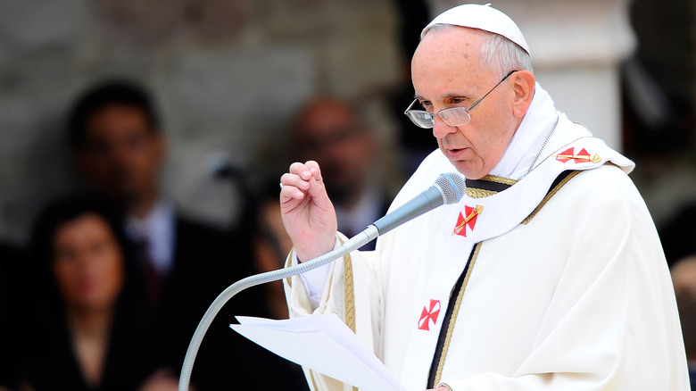 Pope Francis giving a speech