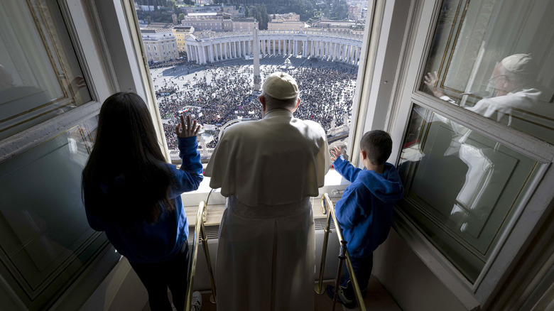 Pope addressing crowd in St. Peter's Square