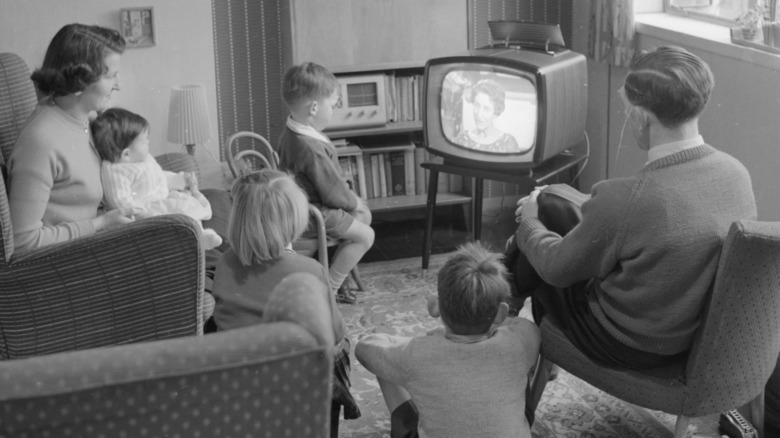 Family watching television