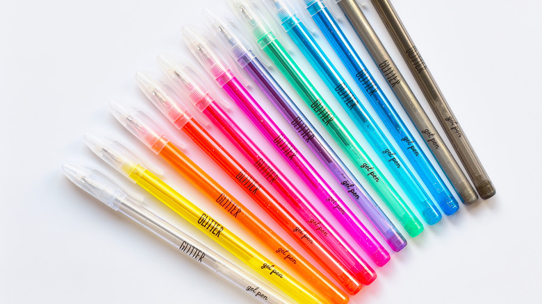 array of gel pens