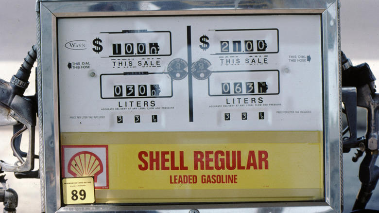 Leaded gasoline pump at Shell station