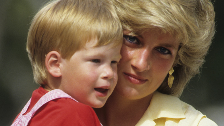 Prince Harry with his mother in 1987