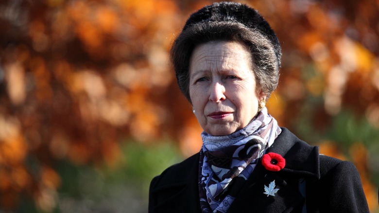 Princess Anne squinting against sunlight