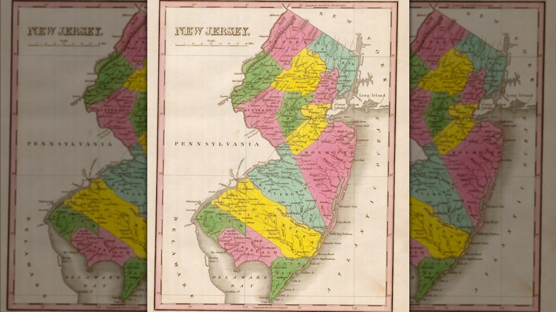 19th century political map of New Jersey