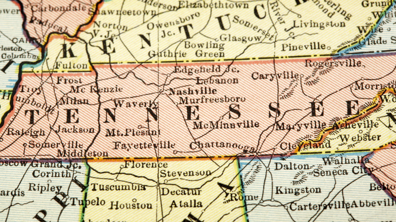 political map of Tennessee