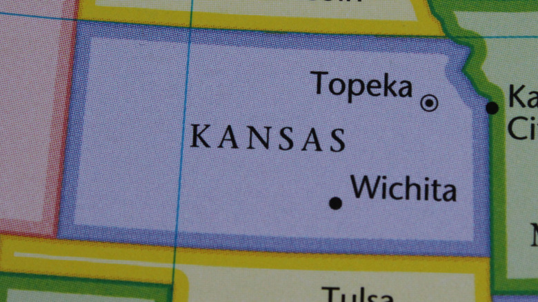 Kansas on an atlas map
