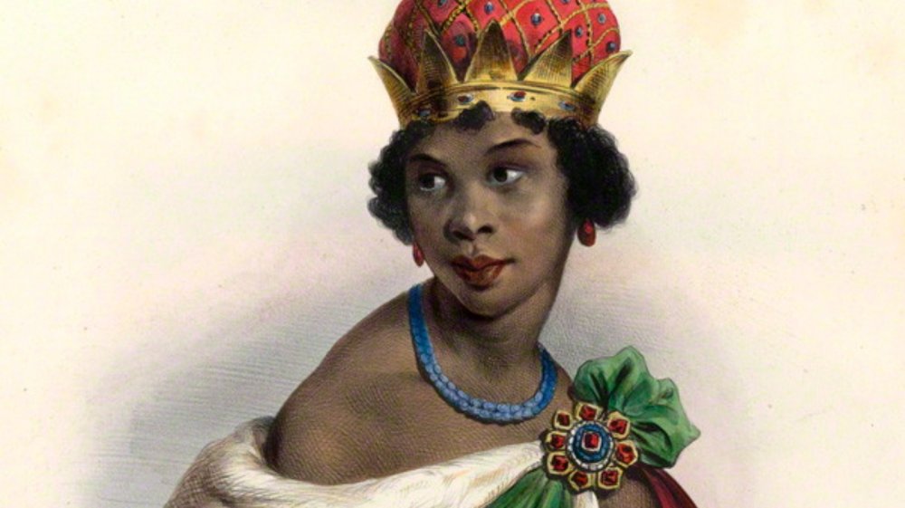 Achille Devéria's lithograph Queen Ana Nzinga red crown