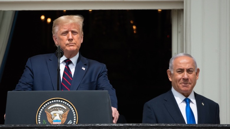 Trump standing with Israeli PM Netanyahu