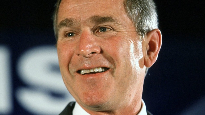 George w Bush with microphone