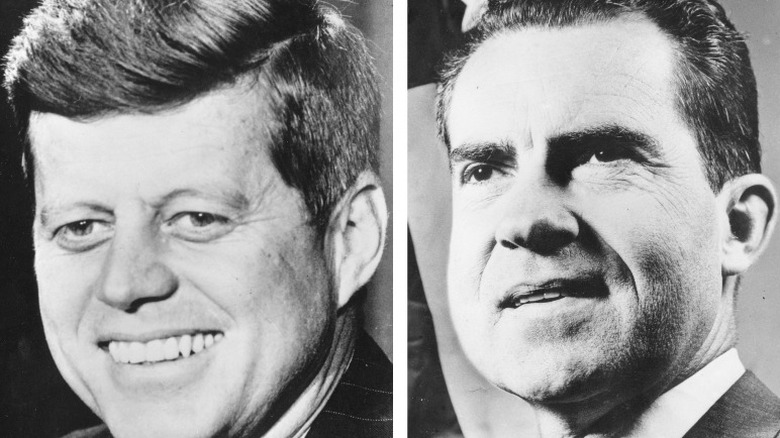 John Kennedy and Richard Nixon smiling