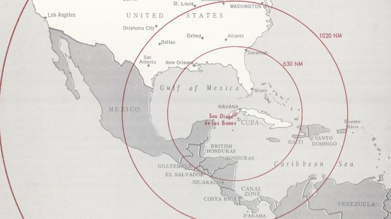 Map of missile ranges from Cuba