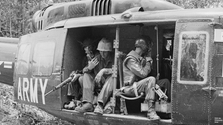 U.S. troops in helicopter during Vietnam