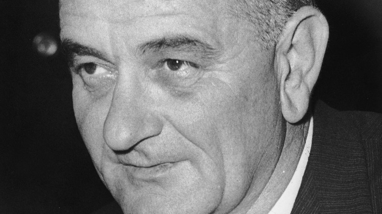 Lyndon B Johnson looking left close-up