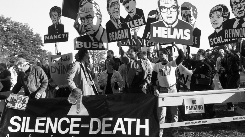 People protesting Reagan's AIDS inaction
