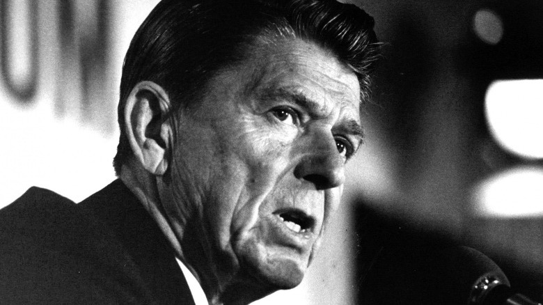 Ronald Reagan speaking at press conference