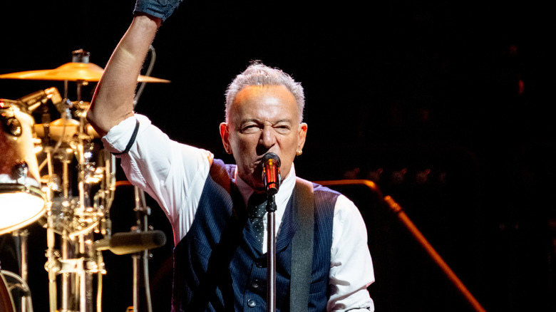 Bruce Springsteen at microphone onstage