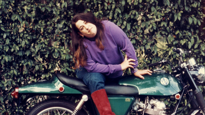 Cass Eliott on a motorbike