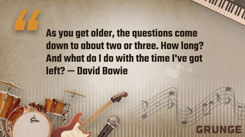 A quote by David Bowie with musical instruments