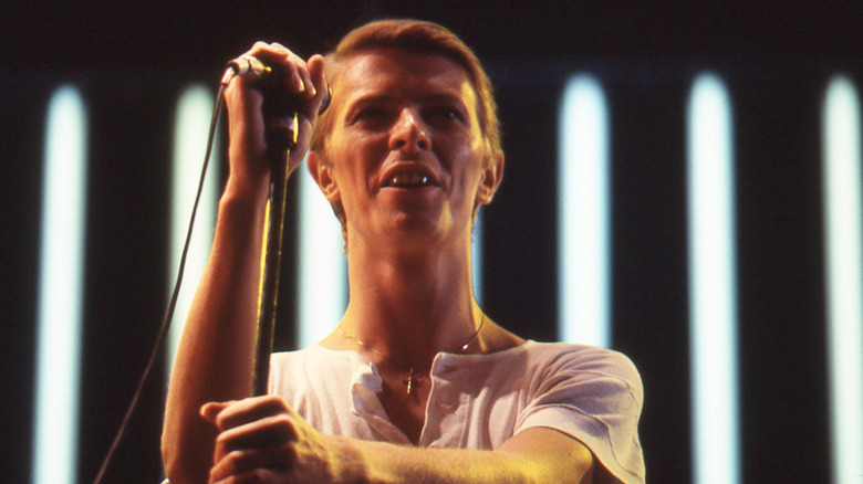 David Bowie smiling on stage