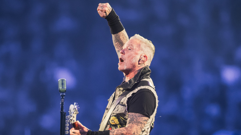 James Hetfield raising a fist