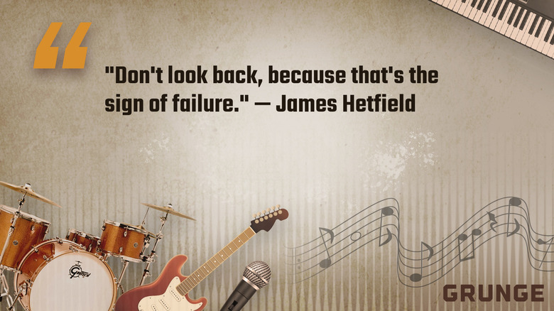 A customized image featuring a quote from Metallica's James Hetfield.