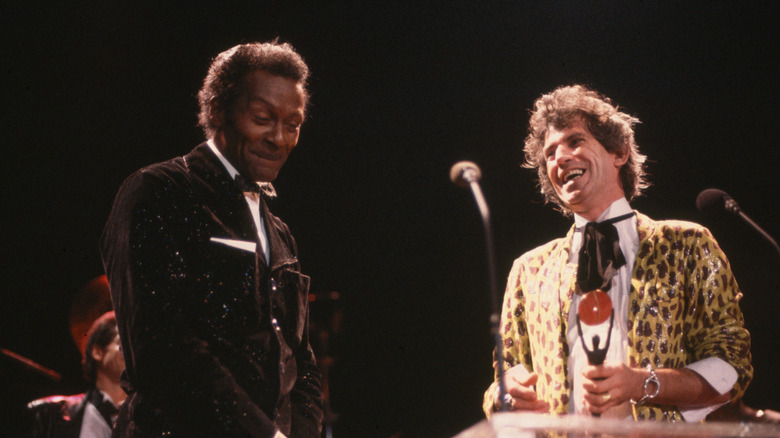 Keith Richards and Chuck Berry onstage
