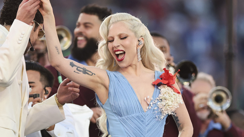 Lady Gaga performs with Bad Bunny at Super Bowl halftime show