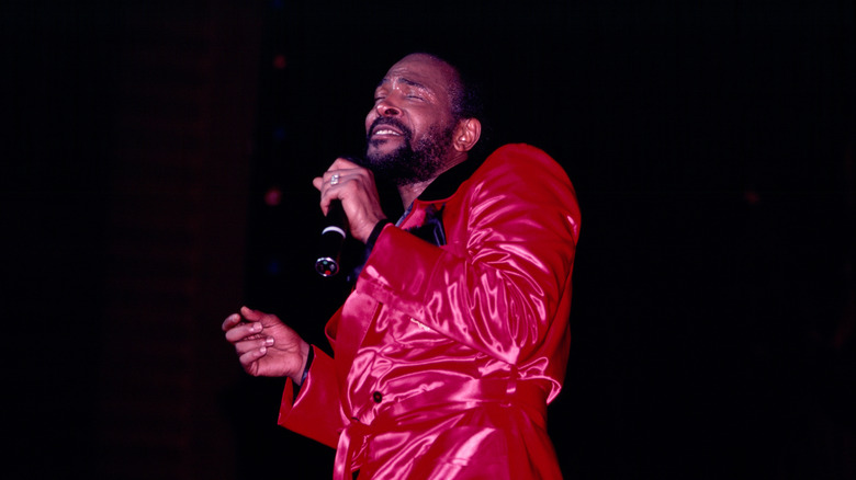Marvin Gaye performing on stage