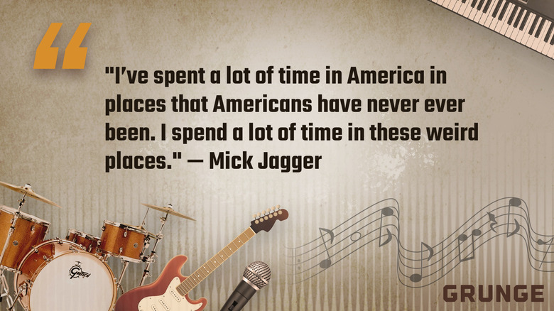Graphic of the quote "I've spent a lot of time in America in places that Americans have never ever been. I spend a lot of time in these weird places."