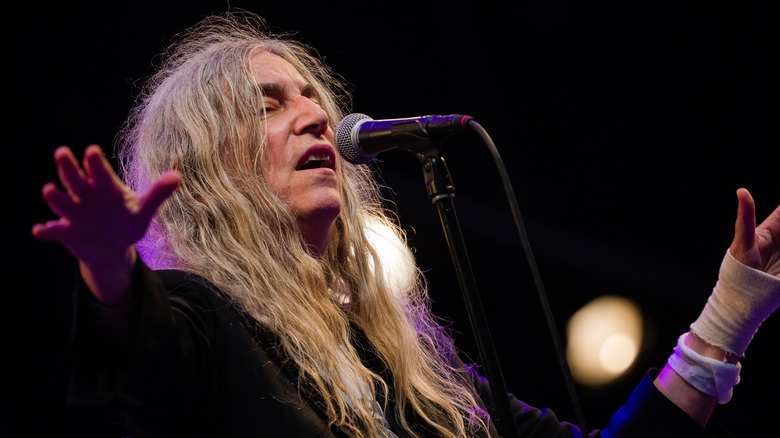 Patti Smith at microphone