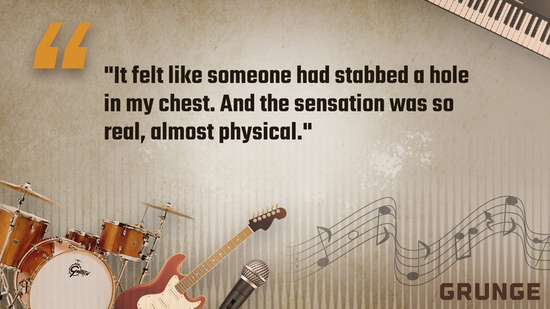 Graphic with quote by Shakira: "It felt like someone had stabbed a hole in my chest. And the sensation was so real, almost physical."