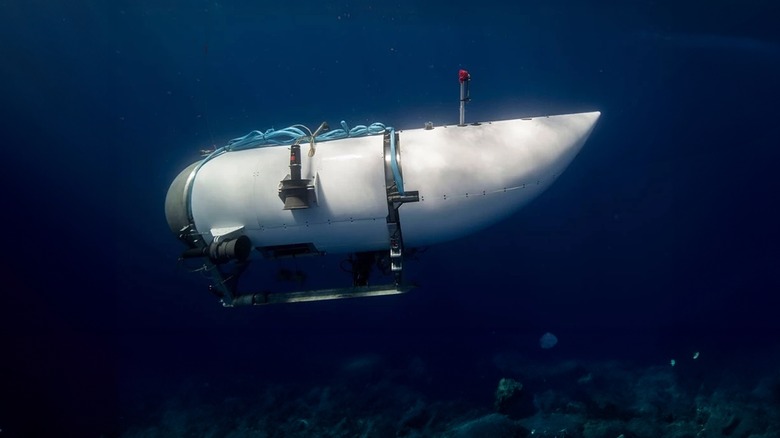 A rendering of the Titan submersible underwater