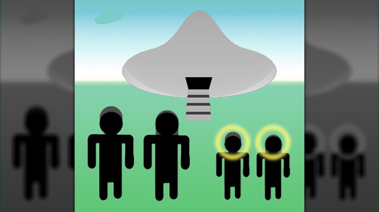 Raelism symbol Adam and Eve and aliens