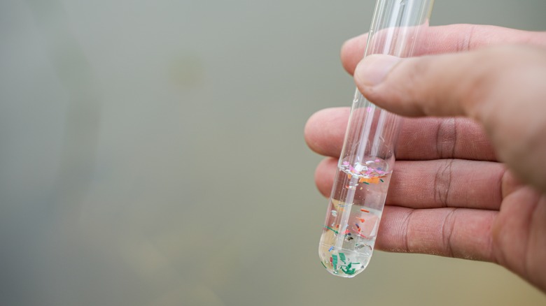 Microplastics in a glass vial 