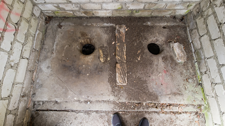 Holes in the ground for pooping 