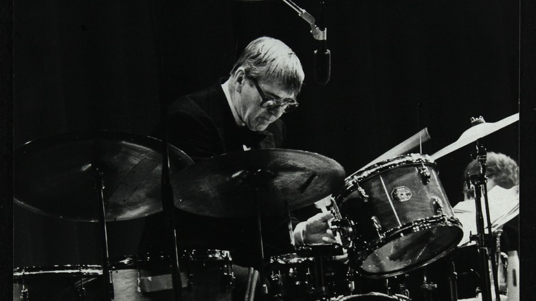 Jack Parnell drumming from side