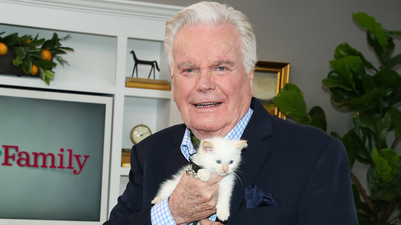 Robert Wagner holding a kitten