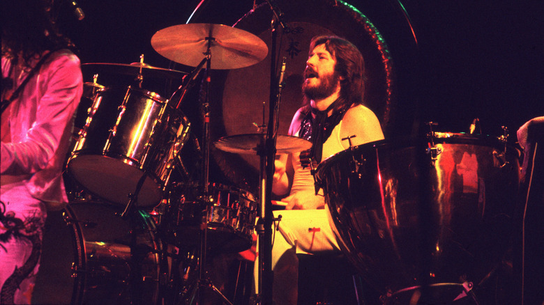 Led Zeppelin's John Bonham playing drums in 1977