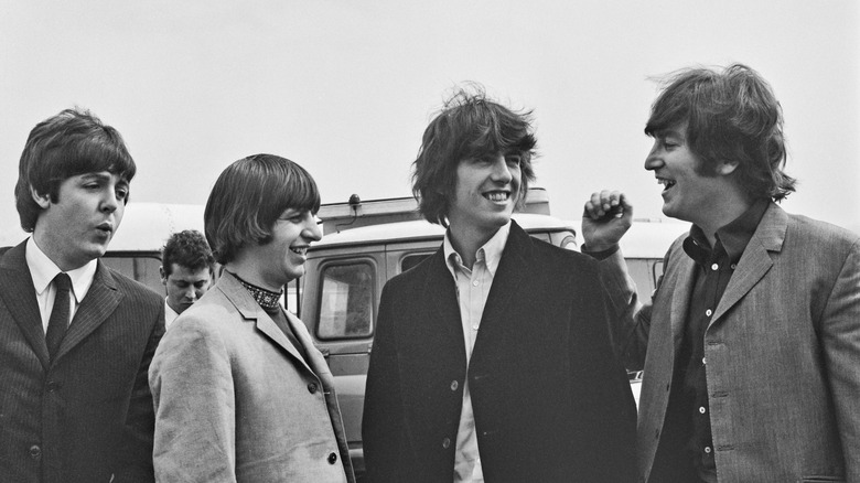 the beatles at heathrow airport, 1965