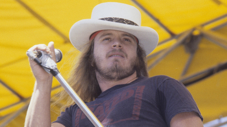 Ronnie Van Zant of Lynyrd Skynyrd on stage