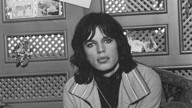 mick jagger staring ahead on the set of performance