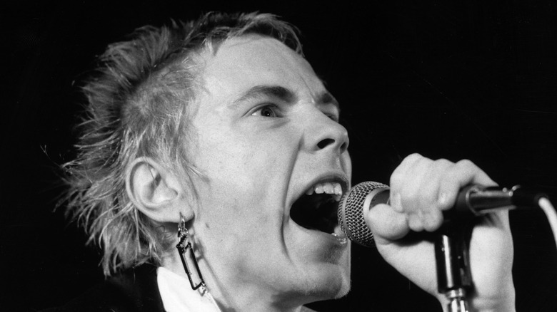 Johnny Rotten on stage in 1976