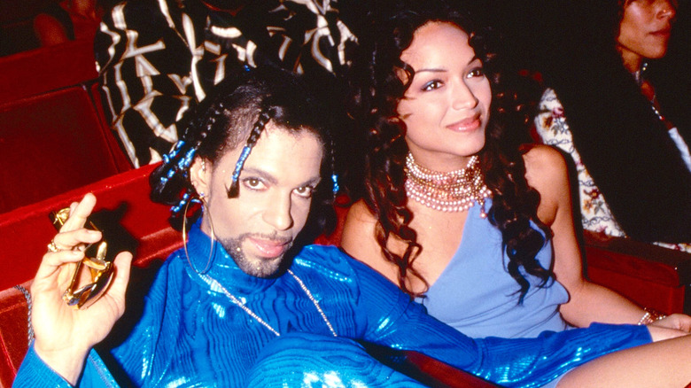 Prince and Mayte Garcia in blue outfits at the MTV Video Music Awards