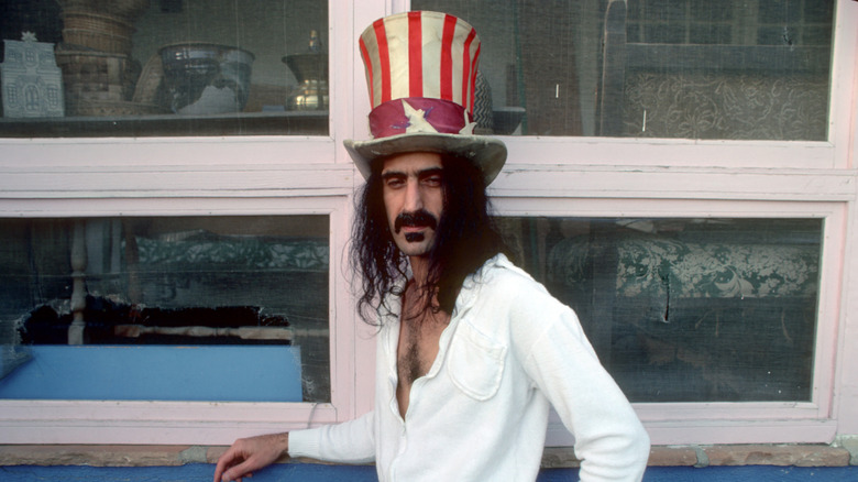 Frank Zappa wearing an Uncle Sam top hat