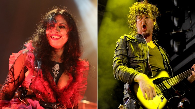 Lacuna Coil's Cristina Scabbia and Stone Sour's Jim Root performing onstage