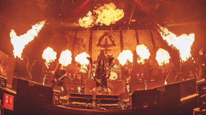 Behemoth pyrotechnics firing at concert