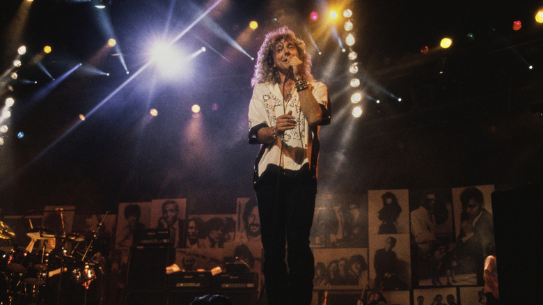 Robert Plant singing onstage circa the 1980s